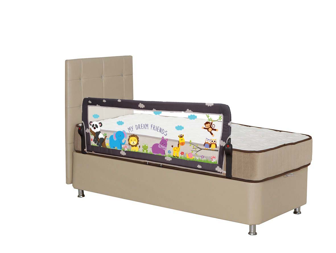 Evokids Animals (150x49 cm) Ekstra Geniş Yatak Bariyeri Gri Yatak