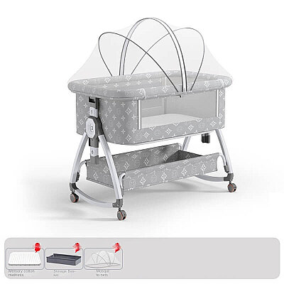 Evokids Luvi Anne Yanı Beşik | Sallanabilir 7 Parça Premium Set - 7