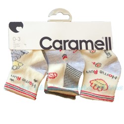 Caramell - Caramell 3'lü Desenli Bebek Çorabı - ( Gri )