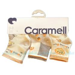 Caramell - Caramell 3'lü Desenli Bebek Çorabı - ( Krem )