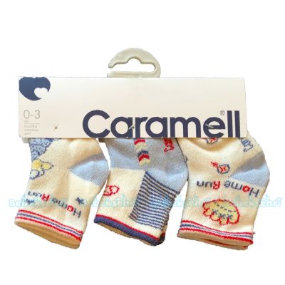 Caramell 3'lü Desenli Bebek Çorabı - ( Mavi )