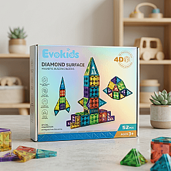 Evokids Diamond™ 52 Parça Manyetik Blok Seti | 4D Elmas Yüzeyli Eğitici Oyuncak - 1