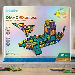 Evokids Diamond™ 81 Parça Manyetik Blok Seti | 4D Elmas Yüzeyli Eğitici STEM Oyuncağı - 1