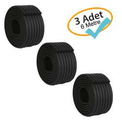 Evokids 3 Adet Çok Amaçlı Kauçuk Kenar Koruyucu Siyah (6 Metre) - 1