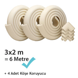 Evokids (6 Metre Kenar + 4 Adet Köşe) Krem Kauçuk Kenar Koruyucu - Thumbnail