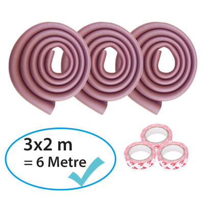 Evokids 3 Adet U Tip Kauçuk Kenar Koruyucu (6 Metre) - Kahve - 1
