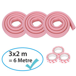 Evokids - Evokids 3 Adet U Tip Kauçuk Kenar Koruyucu (6 Metre) - Pembe