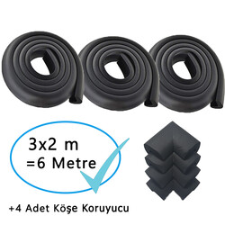 Evokids (6 Metre Kenar + 4 Adet Köşe) Siyah Kauçuk Kenar Koruyucu - Thumbnail