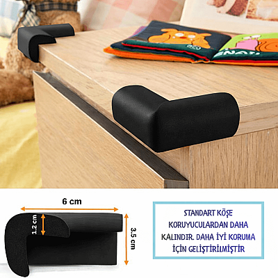 Evokids Ekstra Kalın Köşe Kenar Koruyucu (6 Metre Kenar + 4 Adet Köşe) Siyah Kauçuk Kenar Koruyucu - 4