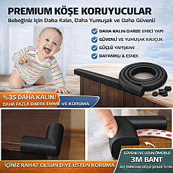 Evokids Ekstra Kalın Köşe Kenar Koruyucu (6 Metre Kenar + 4 Adet Köşe) Siyah Kauçuk Kenar Koruyucu - 3