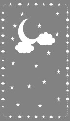 Evokids Ay ve Yıldızlar , Püsküllü Çocuk Halısı (120x180) - Thumbnail