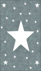 Evokids Büyük Yıldızlı Gri , Püsküllü Çocuk Halısı (120x180) - Thumbnail