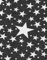 Evokids Büyük Yıldızlı Siyah , Püsküllü Çocuk Halısı (120x180) - Thumbnail