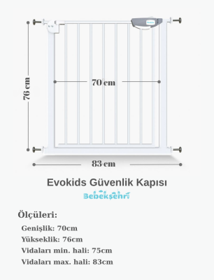 Evokids Çift Kilitli Çocuk Güvenlik Kapısı - 6