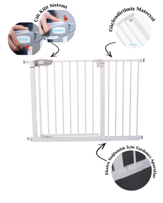 Evokids Çift Kilitli Çocuk Güvenlik Kapısı 105-114 CM Arası Kullanım - 1