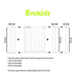 Evokids Çift Kilitli Güvenlik Kapı - Siyah Uzatma Aparatı - 30 Cm - 2