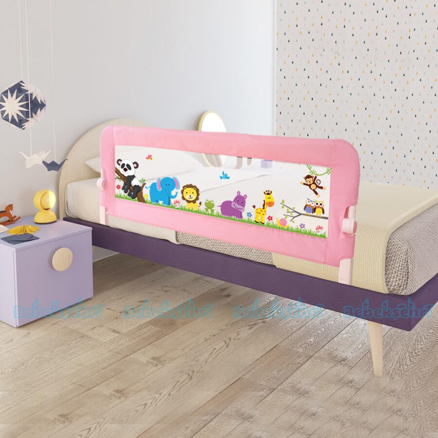 Evokids Animals Yatak Korkuluğu 140x52 cm Pembe Yatak Korkuluğu