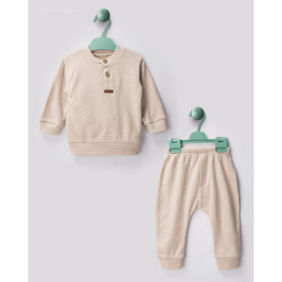 Evokids Organik Erkek Bebek Bej Alt Üst Takım - 2