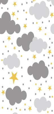 Evokids Gri - Beyaz Bulutlu , Püsküllü Çocuk Halısı (120x180)