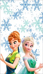 Evokids Karlar Ülkesi Elsa ve Anna Kar Taneleri Desenli , Püsküllü Çocuk Halısı (120x180) - Thumbnail