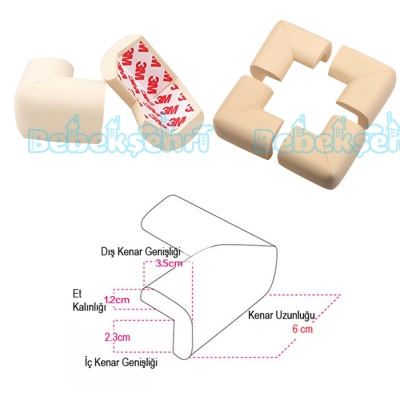 Evokids Kauçuk Köşe Koruyucu 4'lü (Krem)