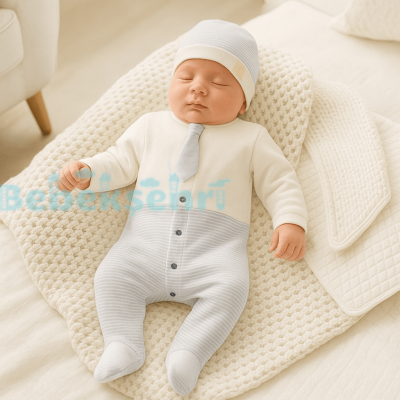 Evokids Kravatlı Tulumlu 3'lü Yenidoğan Hastane Çıkışı Seti - 1