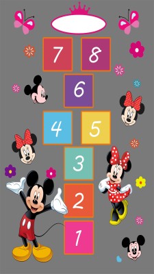 Evokids Mickey ve Minnie Seksek Desenli , Püsküllü Çocuk Halısı (100x150)