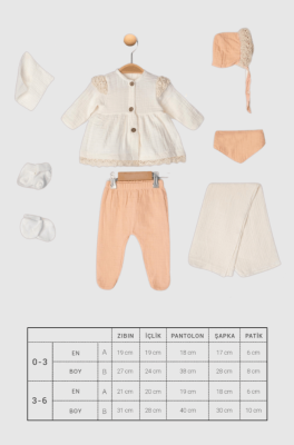 Evokids Müslin Fistolu Desenli 8'li Kız Yenidoğan Hastane Çıkışı Set - 3