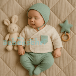 Evokids Müslin Kumaş Erkek 8'li Yenidoğan Hastane Çıkışı Yeşil - 4