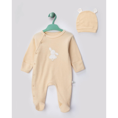 Evokids Organik Sarı Tavşanlı Tulum ve Şapka - 1