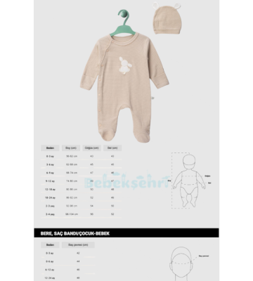 Evokids Organik Bej Tavşanlı Tulum ve Şapka - 4