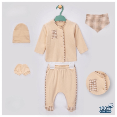 Evokids Pötikareli Sevimli Hayvanlı 5'li Erkek Yeni Doğan set - 1