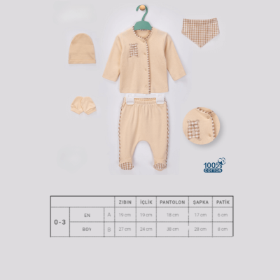 Evokids Pötikareli Sevimli Hayvanlı 5'li Erkek Yeni Doğan set - 2