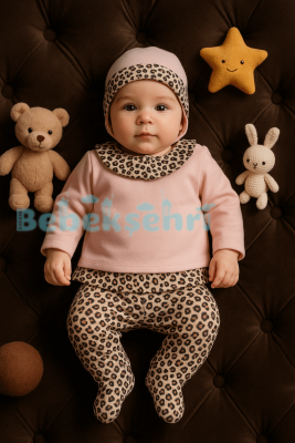 Evokids Leopar Desenli Pembe 8'li Yeni Doğan Hastane Çıkış Seti - 1