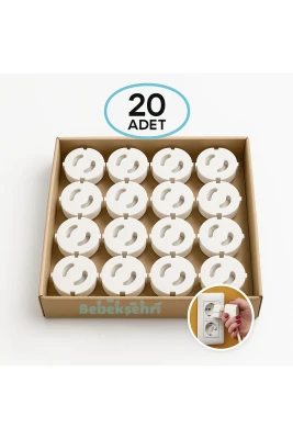 Priz Koruyucu Beyaz (20 Adet) Bebek ve Çocuk Priz Kapağı - 1